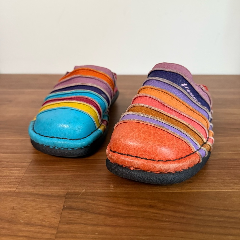 Macanna Italy Multicolor Rainbow Patchwork Leathe… - image 2